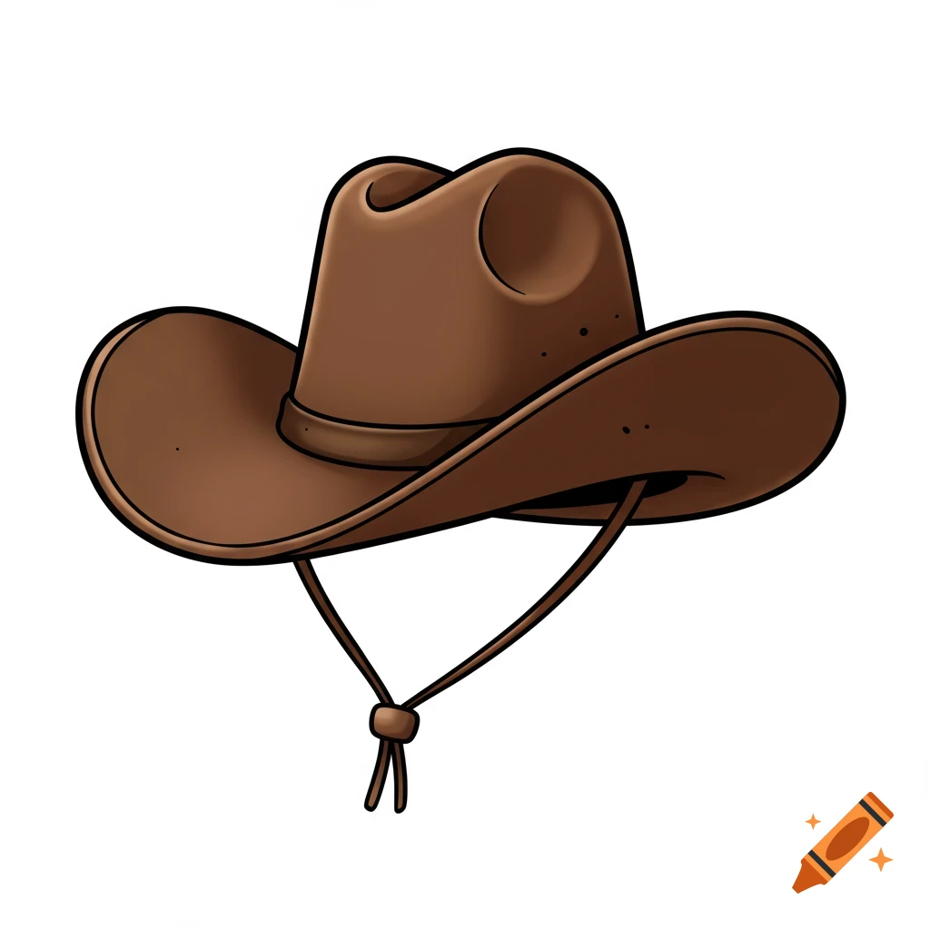 A cartoon brown cowboy hat on a white background.