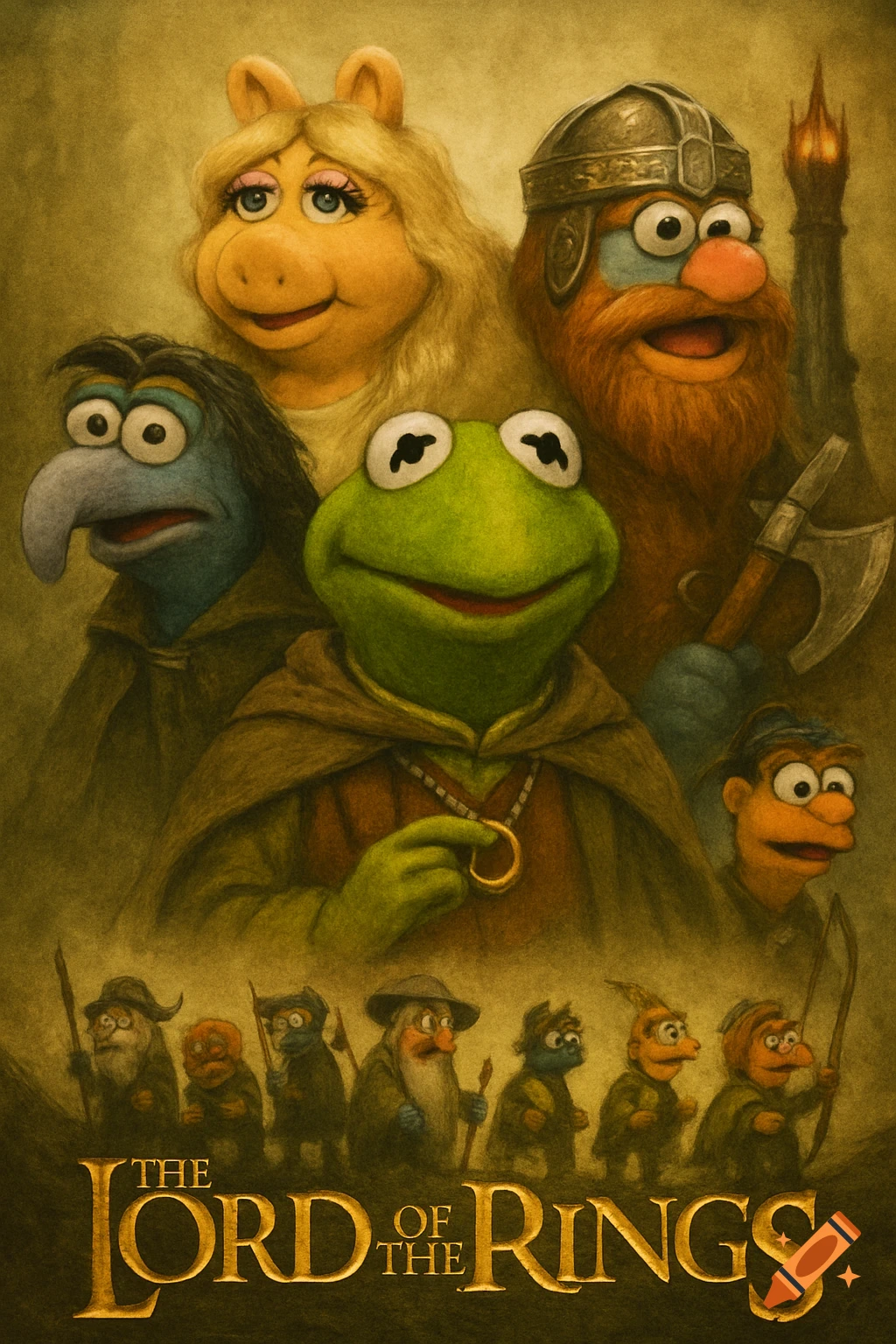Muppets characters dressed as Lord of the Rings characters on a movie poster.