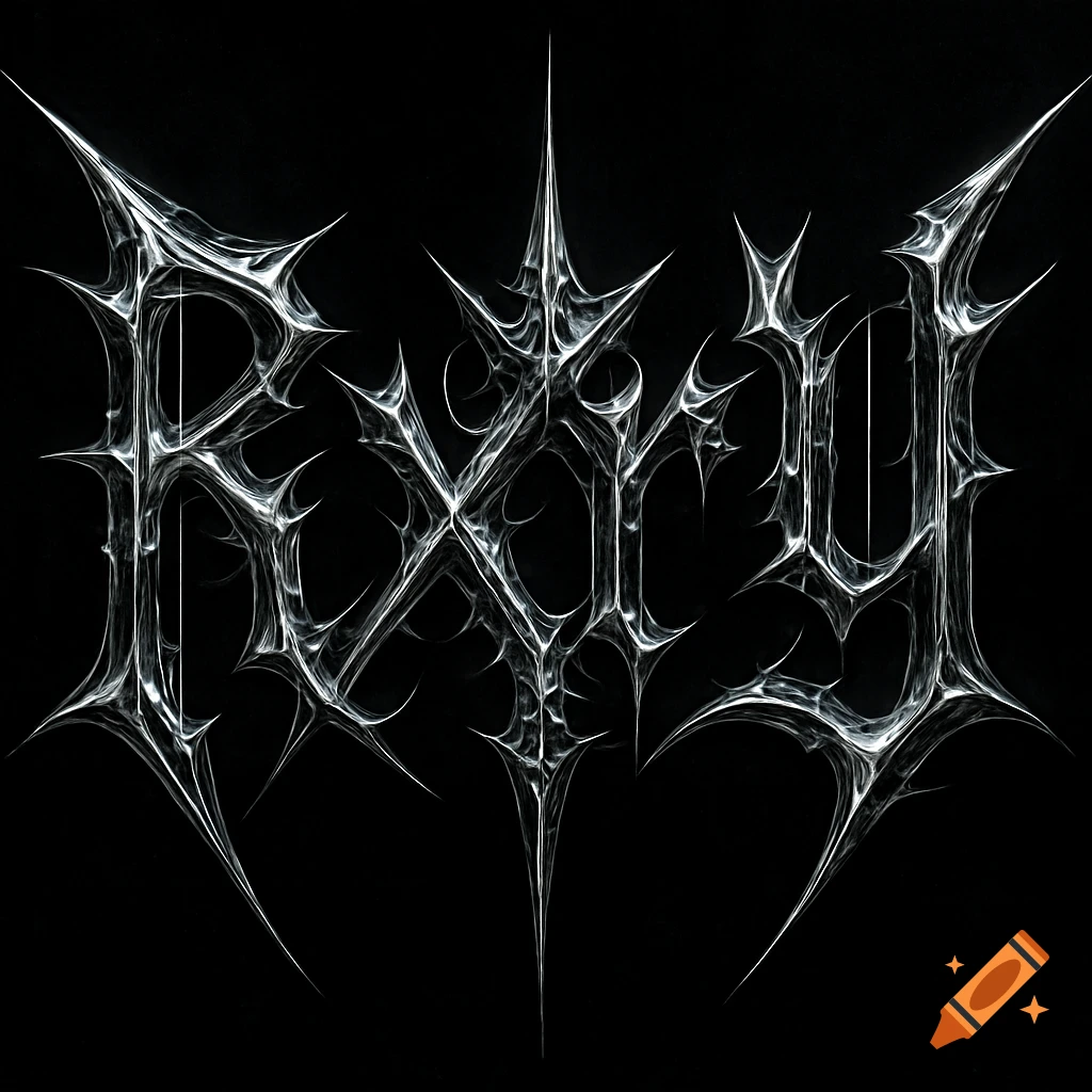 Spiked chrome heavy metal logo with the text 'Rxry' on a black background.