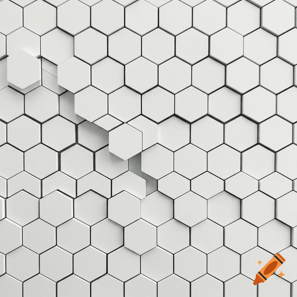 Repeating white hexagon pattern with black borders