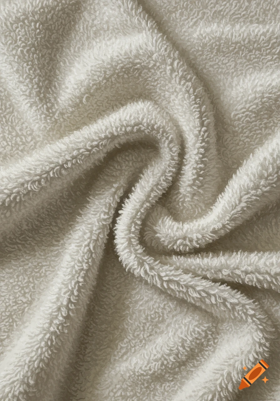 Close-up view of the textured surface of a white towel, showing folds.