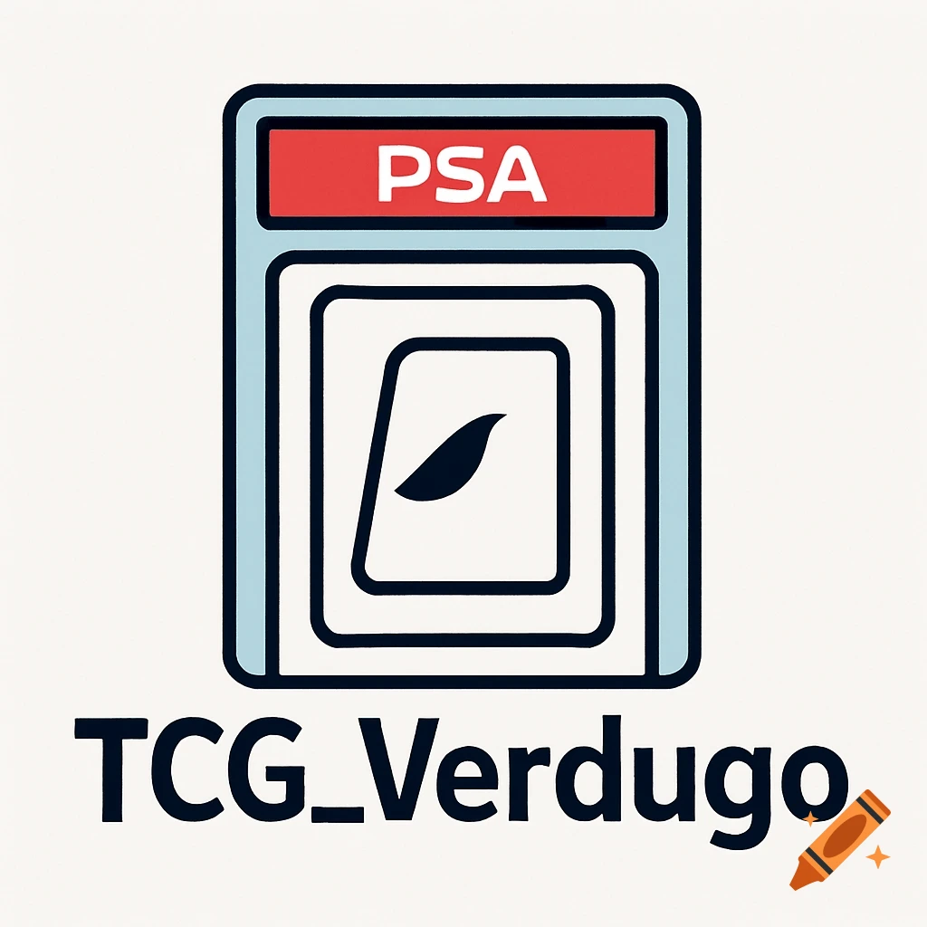 Logo of a stylized PSA trading card slab with a leaf design and the text TCG_Verdugo below.