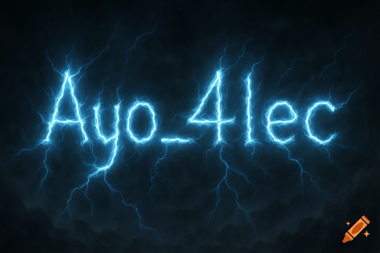 The text 'Ayo_4lec' spelled out in blue lightning.