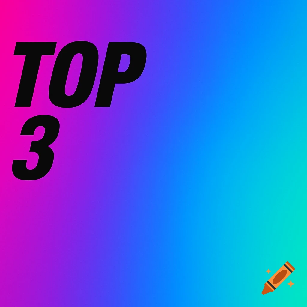 The text "TOP 3" in black on a vibrant gradient background transitioning from pink to purple, blue, and teal.