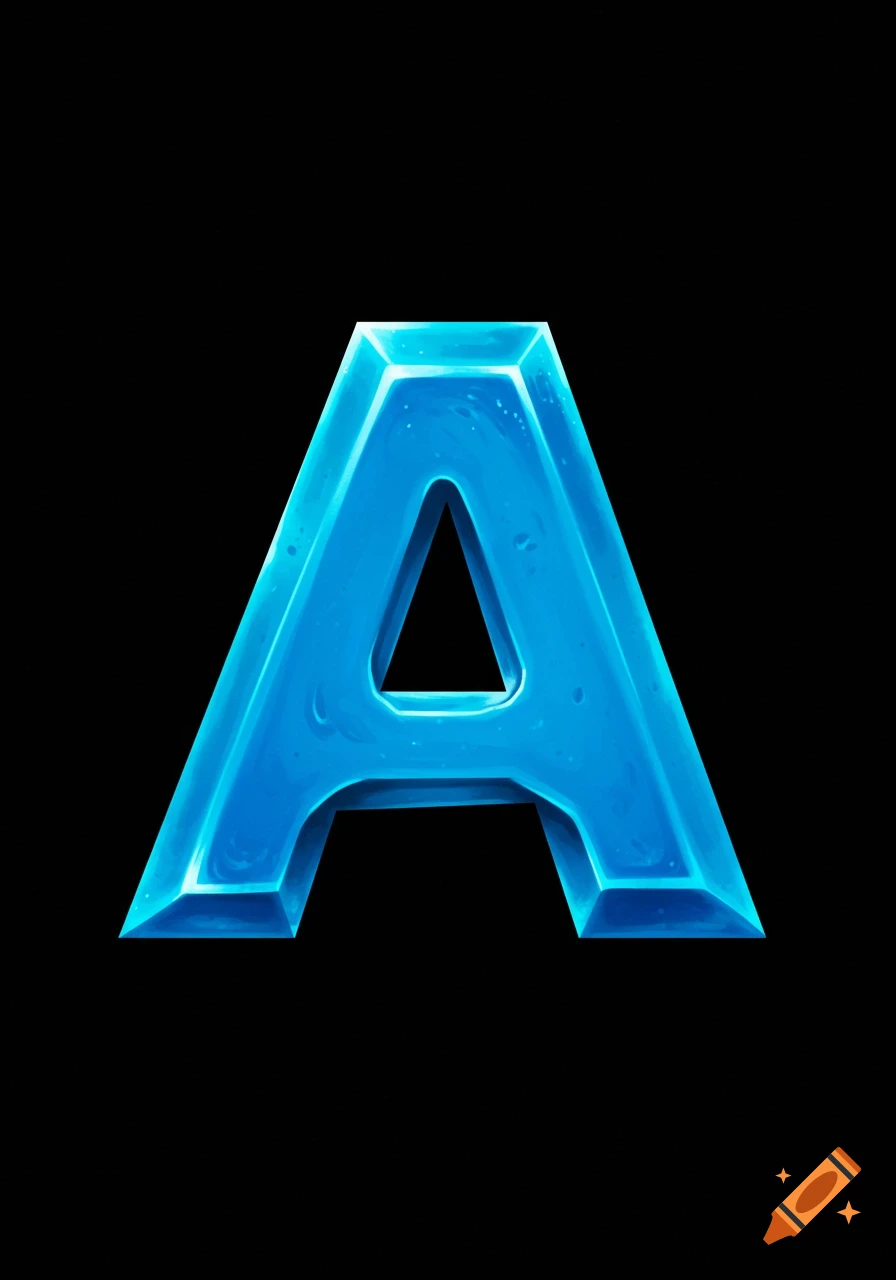 Blue faceted letter A