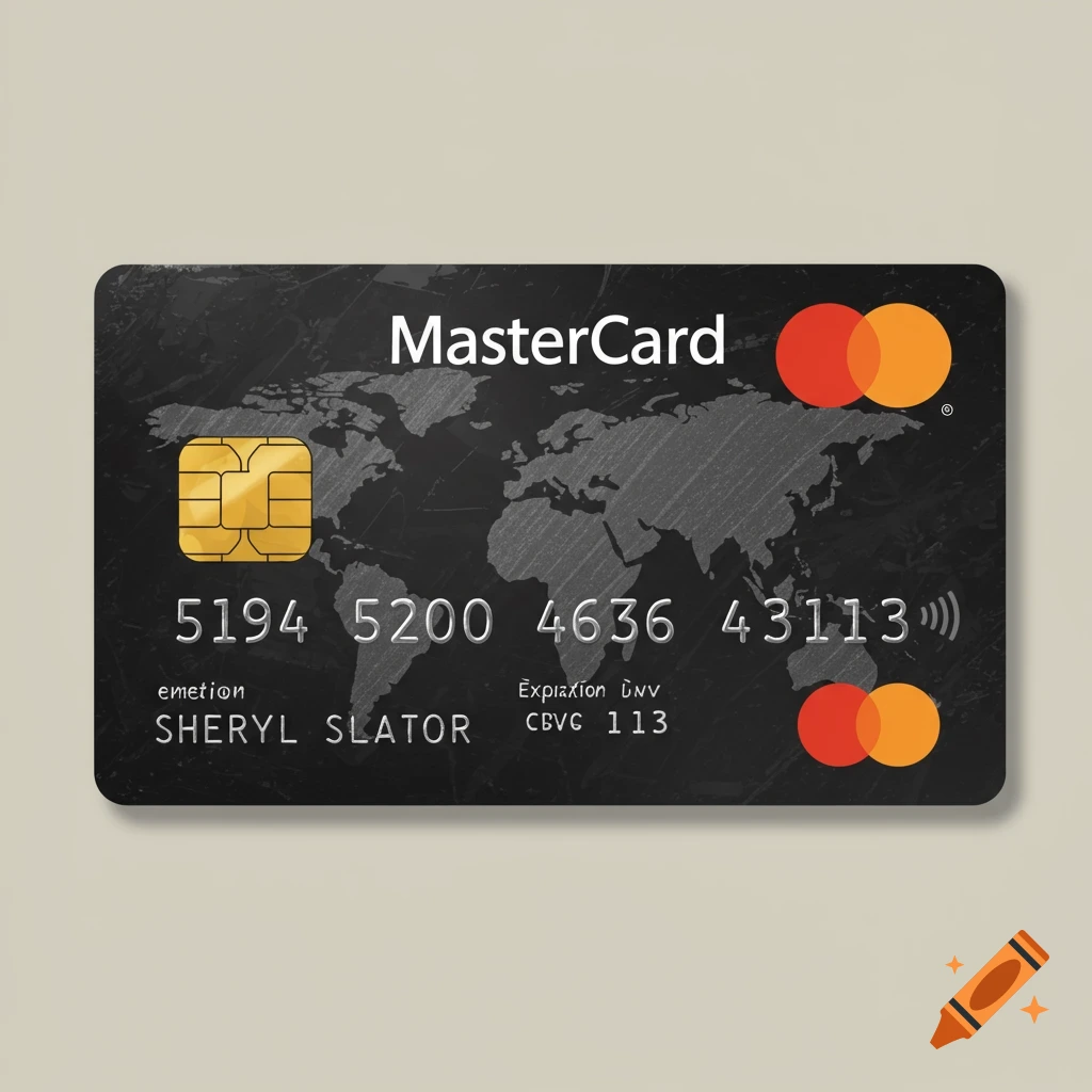 A black Mastercard credit card with a gold chip.