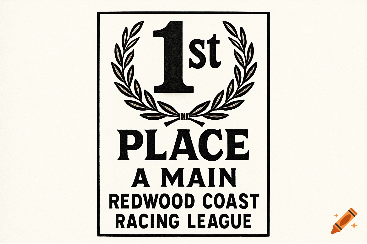 Black and white award design for 1st place