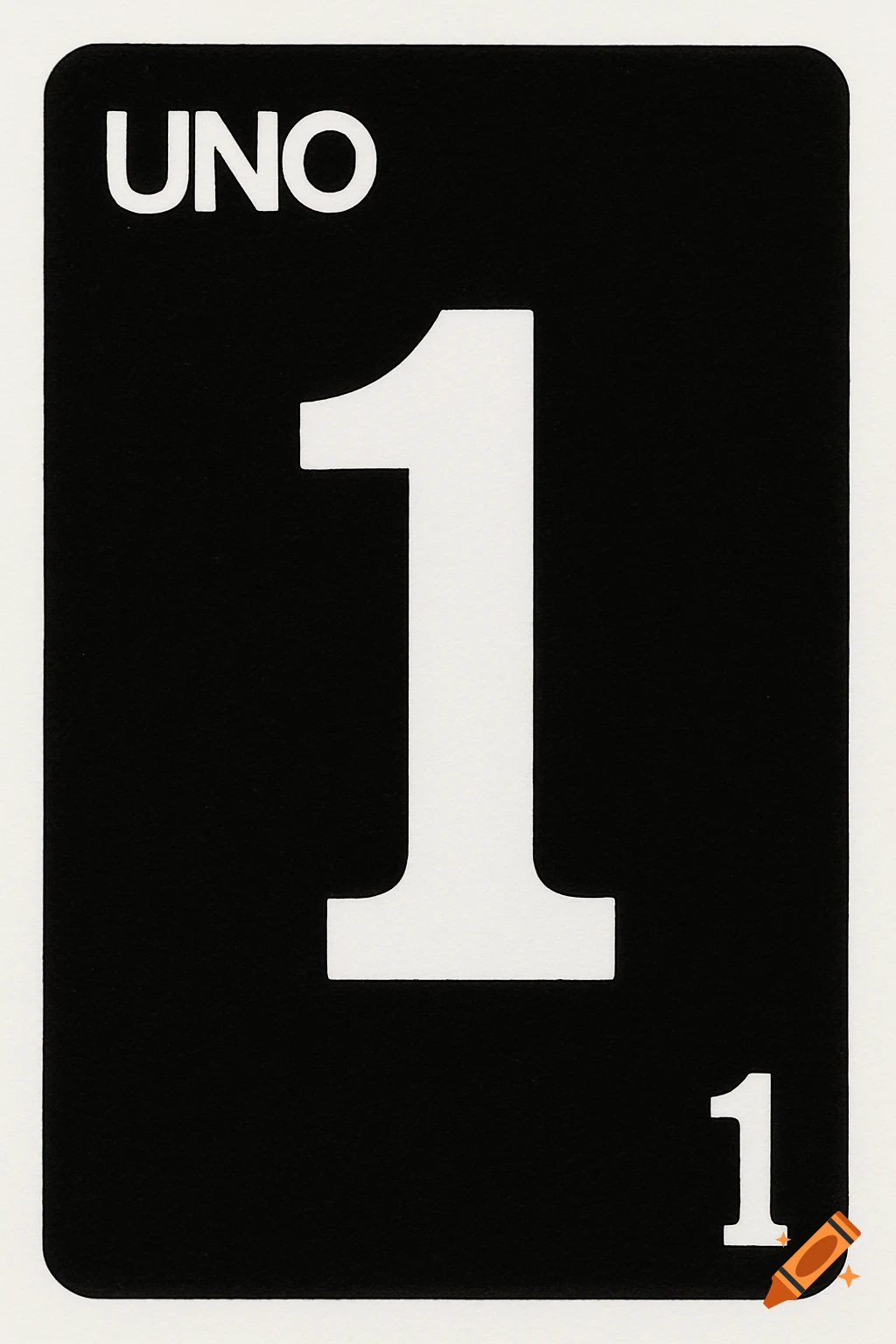 A black Uno card with the number 1.