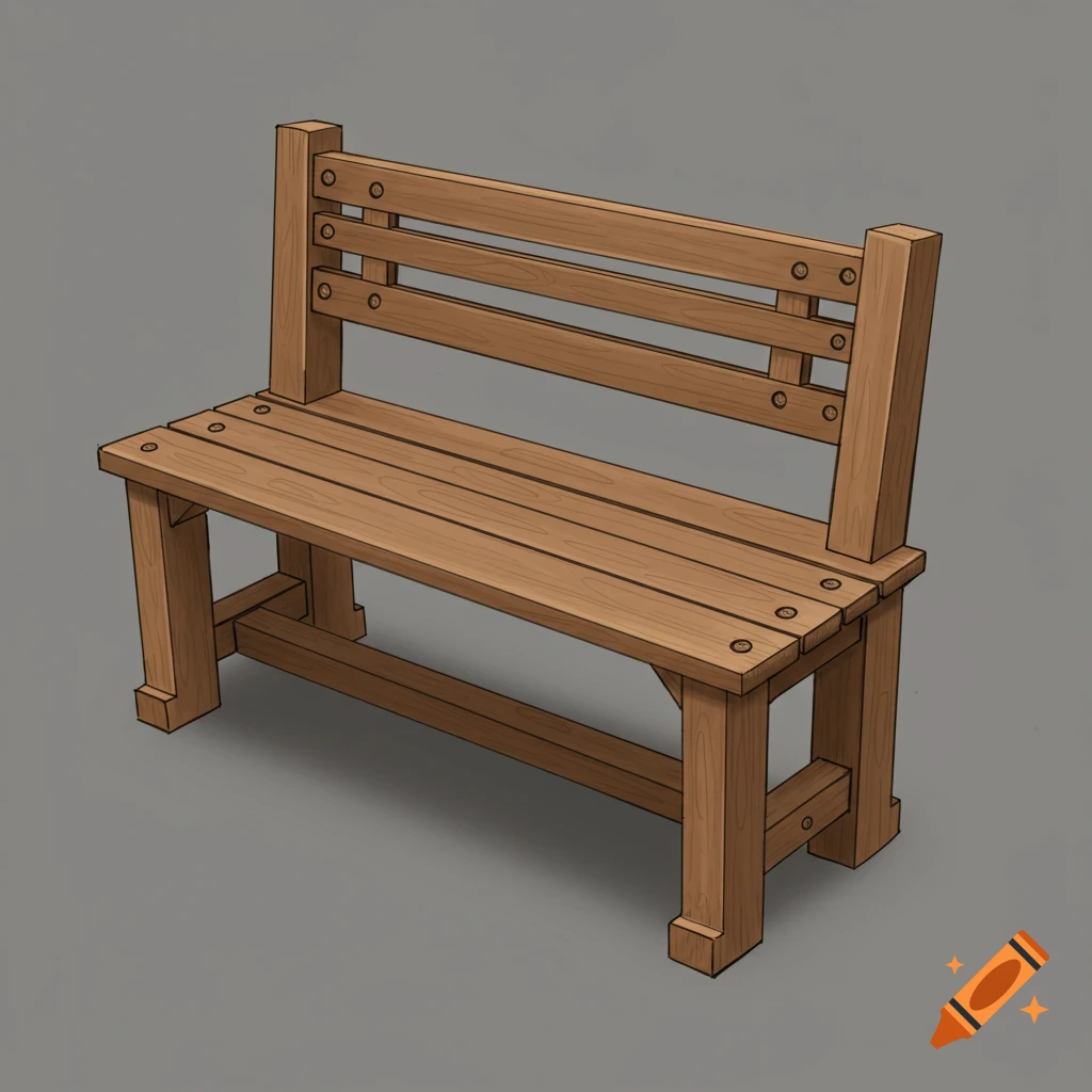 Stylized illustration of a wooden bench