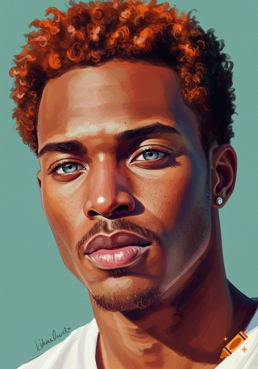 Digital Painting Portrait Of A Man With Ginger Curly Hair And Blue Eyes digital-painting-portrait-of-a-man-with-ginger-curly-hair-and-blue-eyes