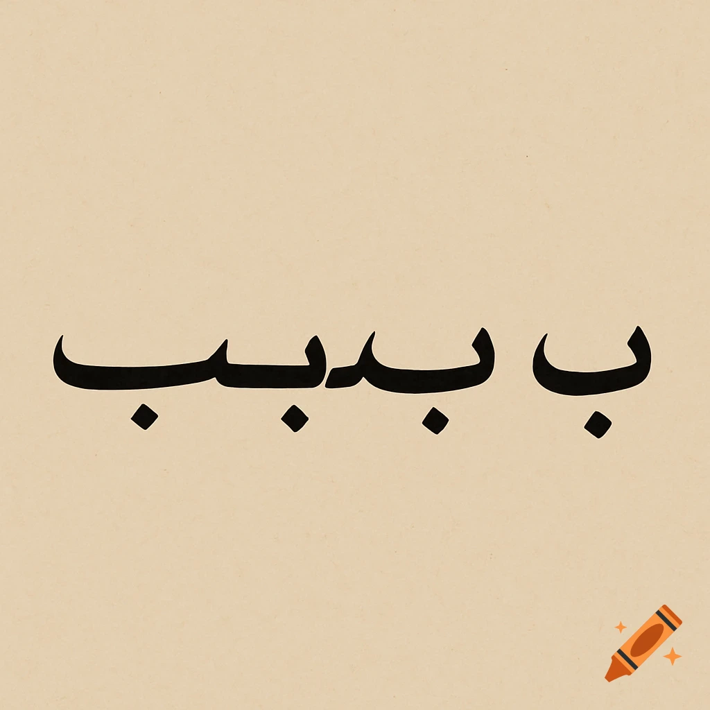 Black Arabic calligraphy spelling bbbb on a beige background