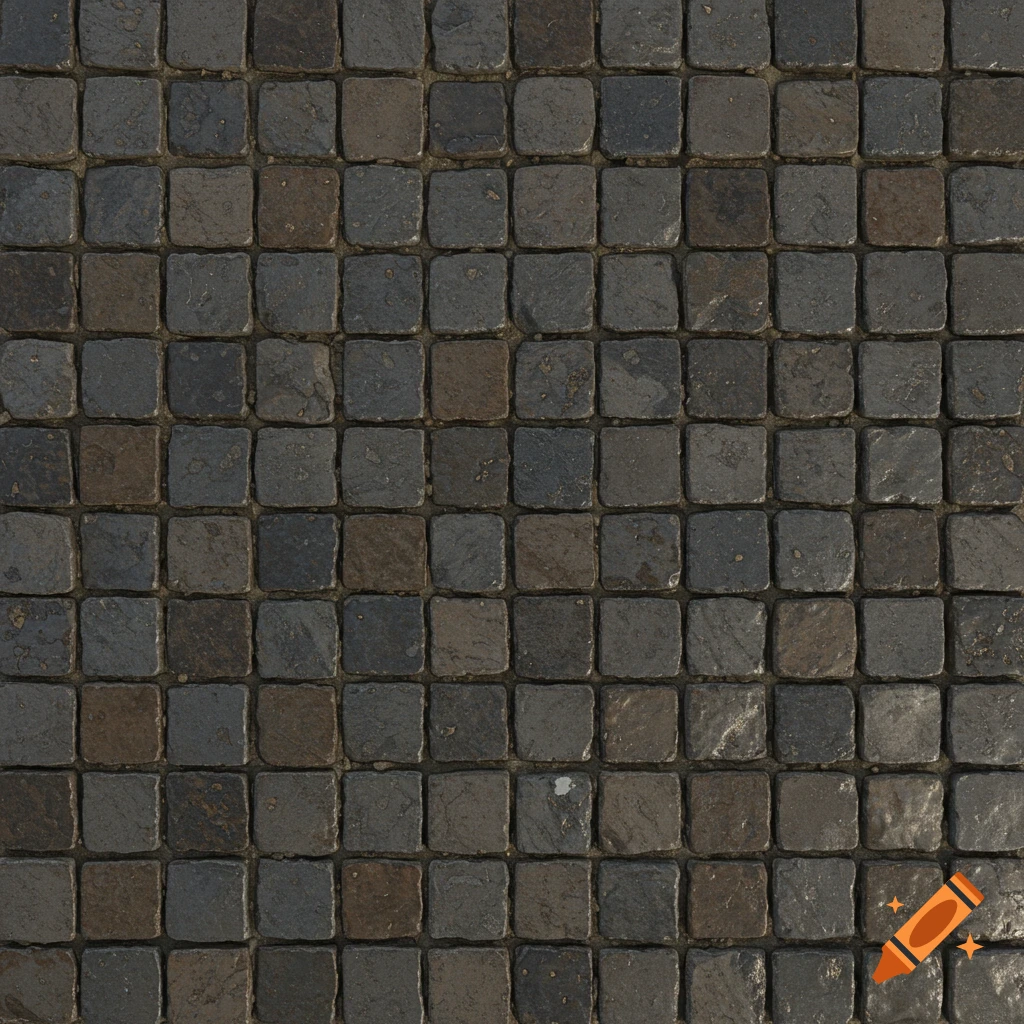 Seamless texture of dark grey cobblestones.