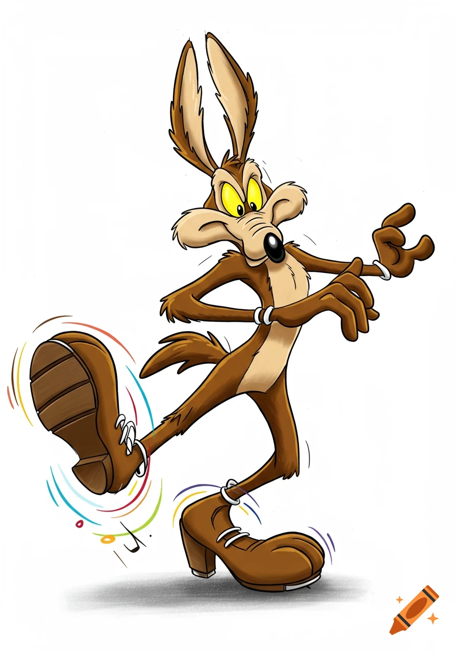 Wile E. Coyote tap dancing cartoon.