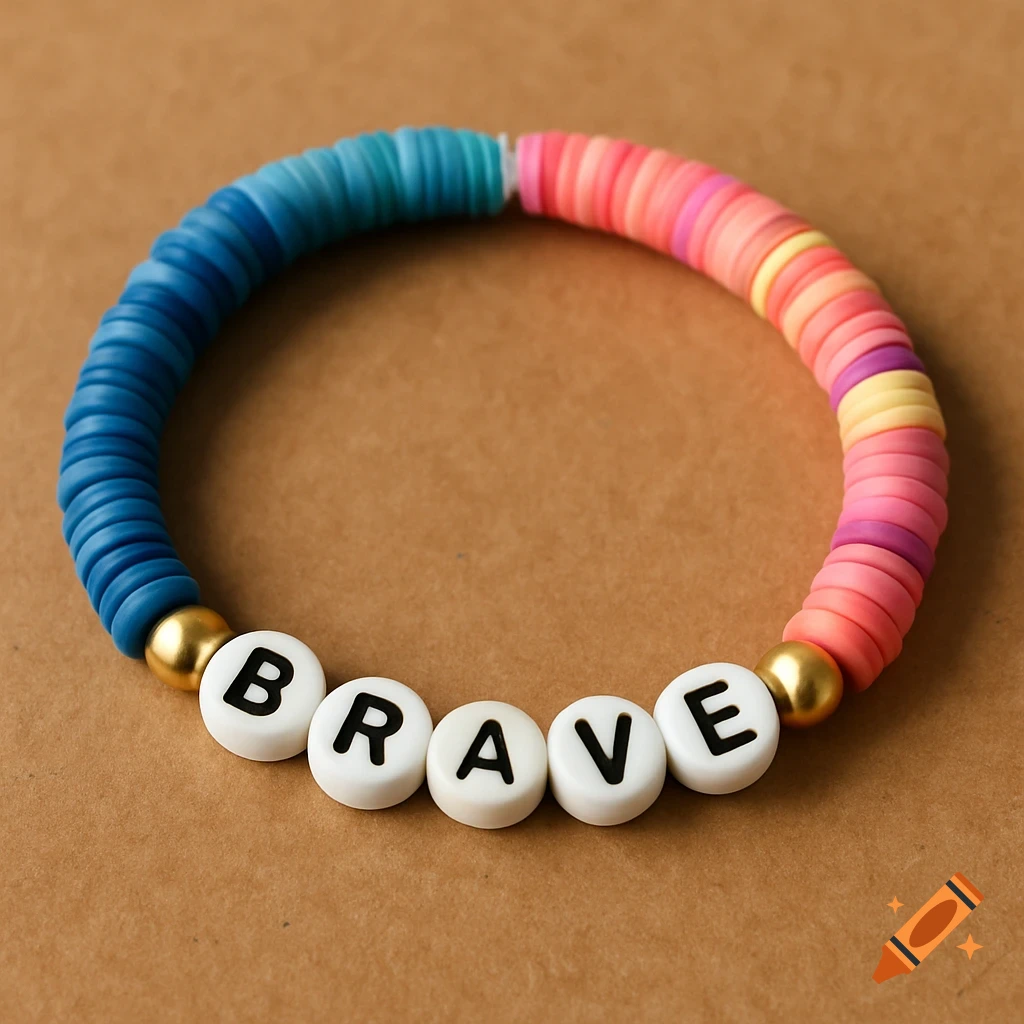 Colorful clay bead bracelet with 'BRAVE' letter beads