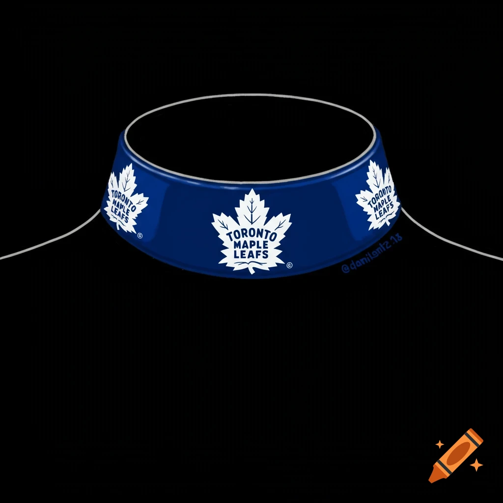 A blue neck choker featuring the Toronto Maple Leafs logo on a black background.