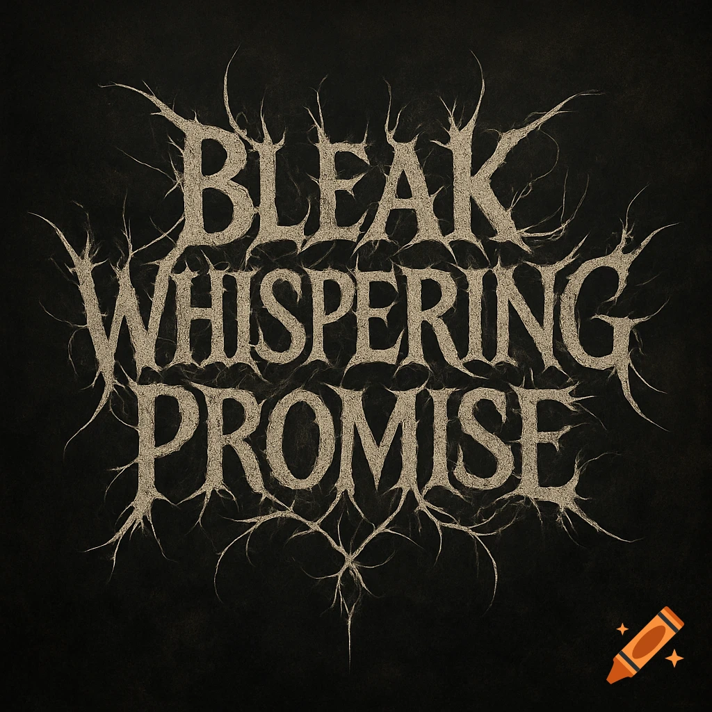 Band logo with 'BLEAK WHISPERING PROMISE' in spiky, textured, metal-style font on black background.