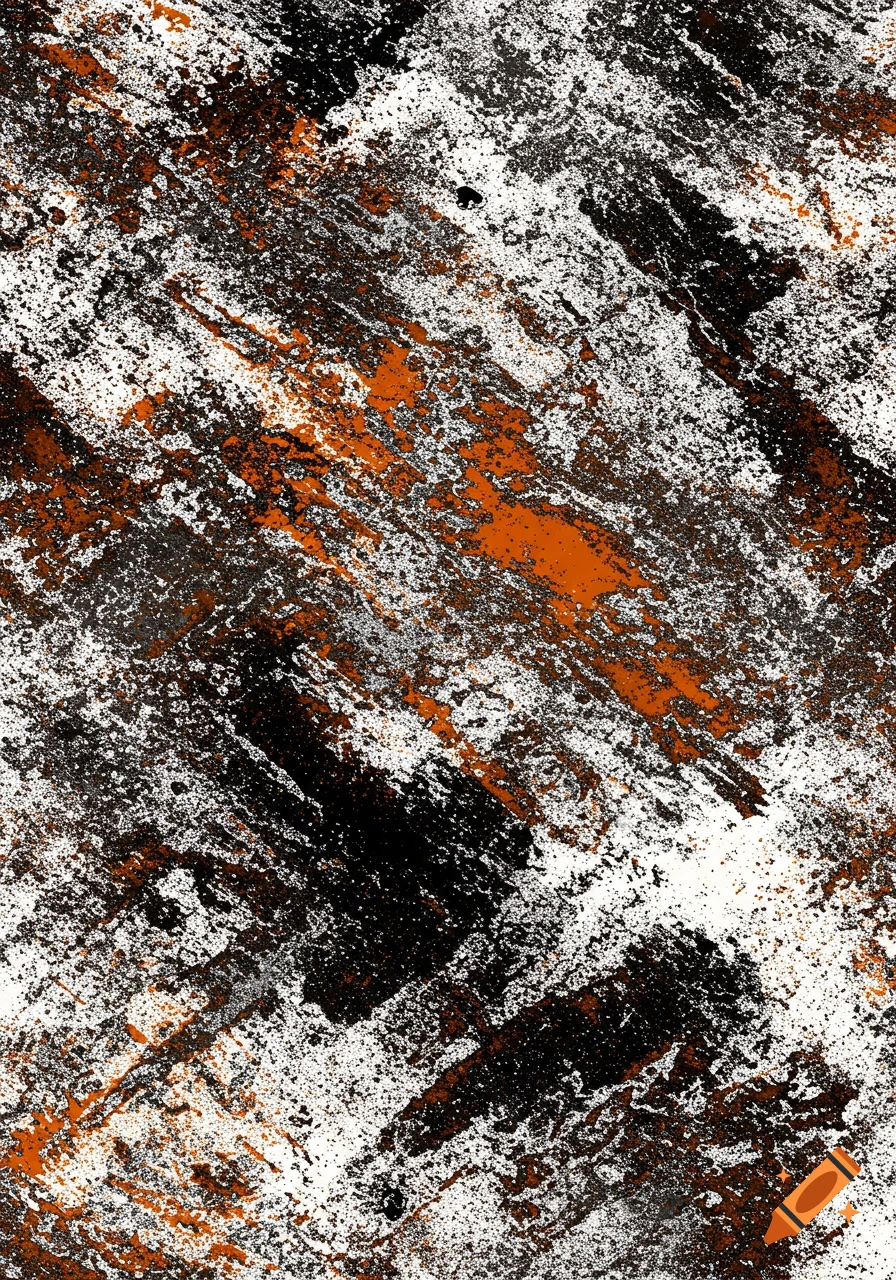 Abstract black, white, and orange grunge texture.