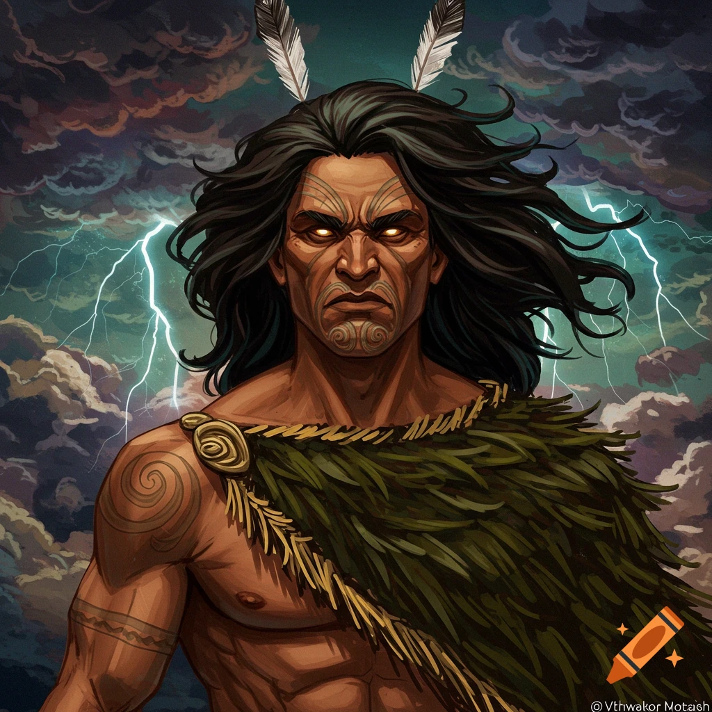 Illustration of a fierce mythological warrior with face tattoos and ...