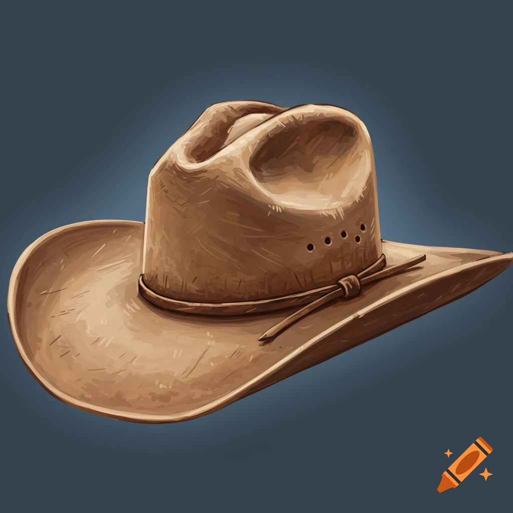 A brown cowboy hat against a dark blue background, digital illustration.