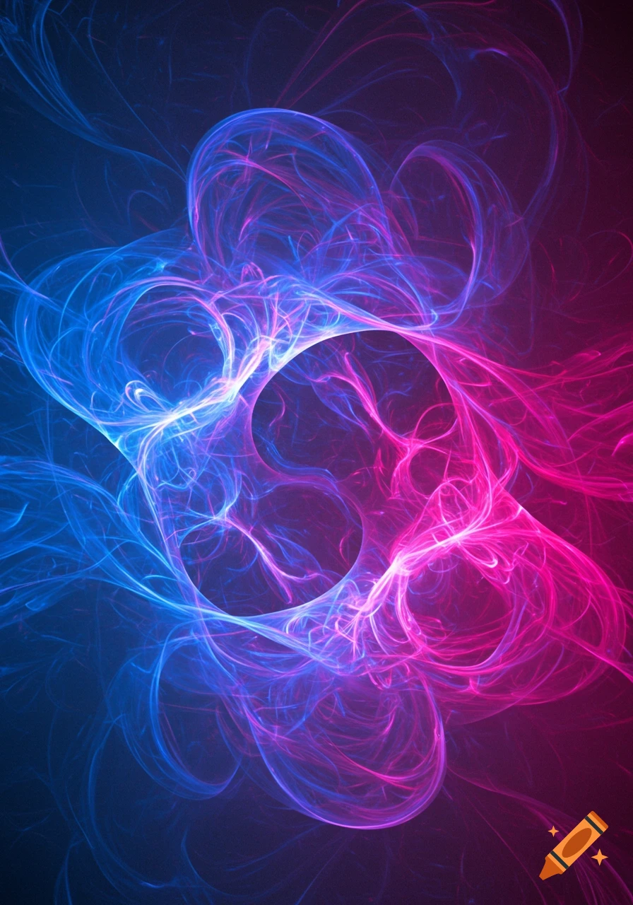 Abstract swirling blue, pink, and purple light