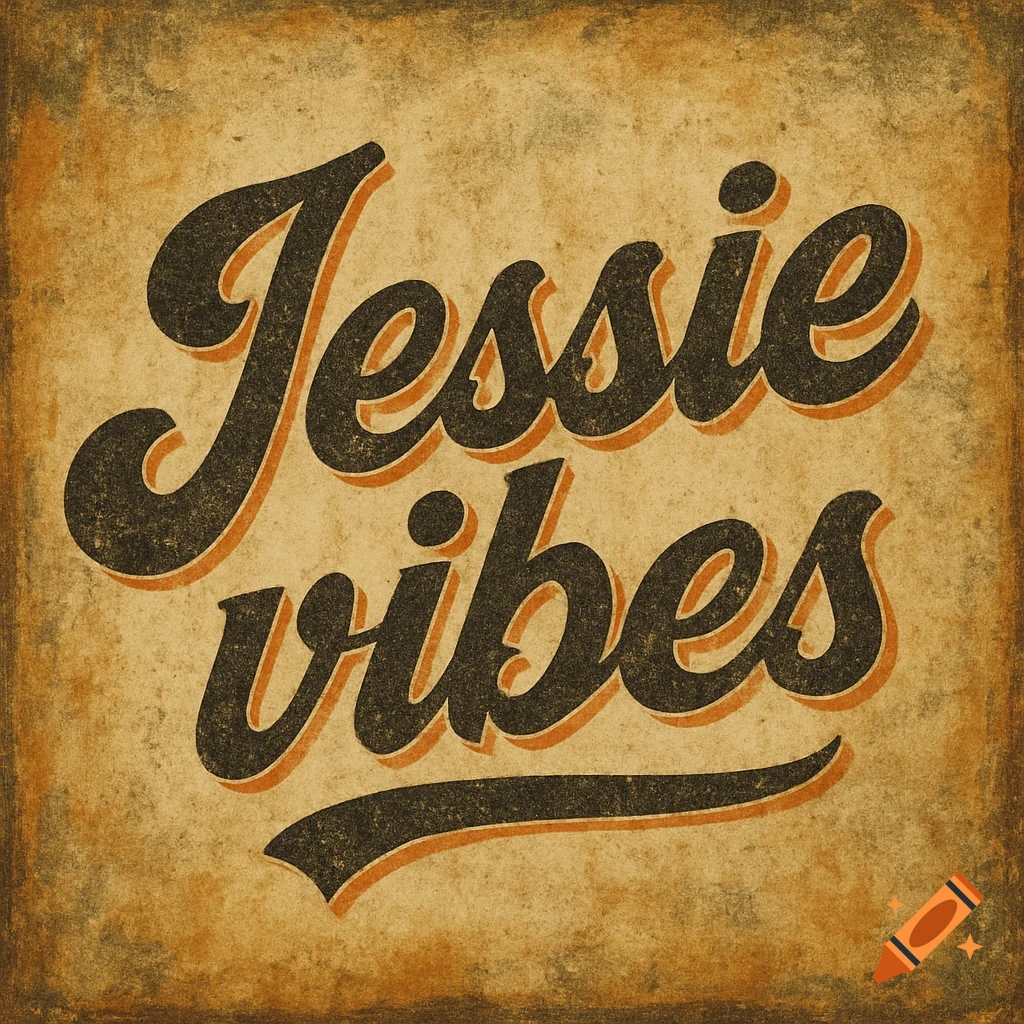 Vintage grunge typography design featuring the phrase 'Jessie vibes' on a textured background.