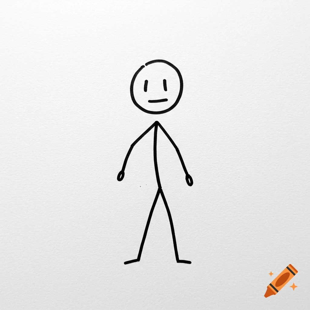 A simple hand-drawn stick figure on a white background.
