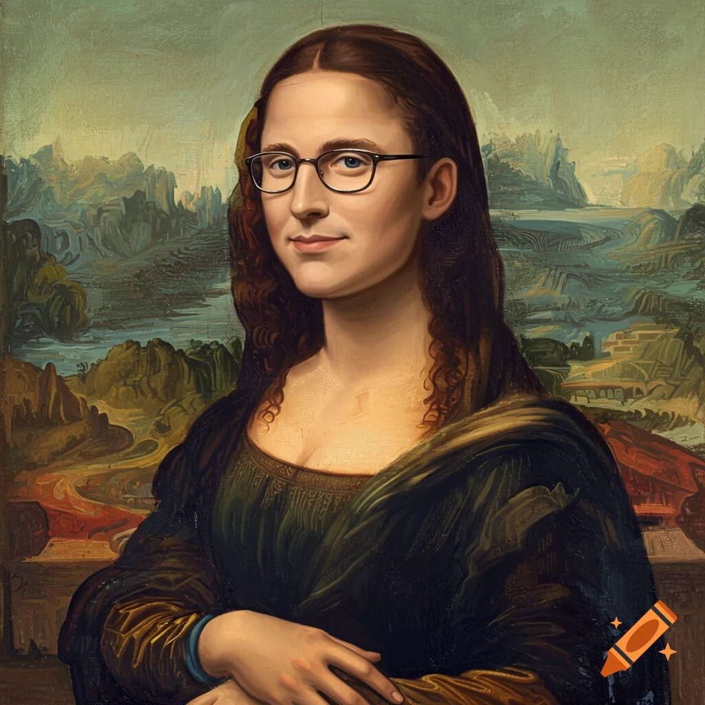 Portrait of a person resembling Mr. Fantastic in the style of the Mona Lisa.