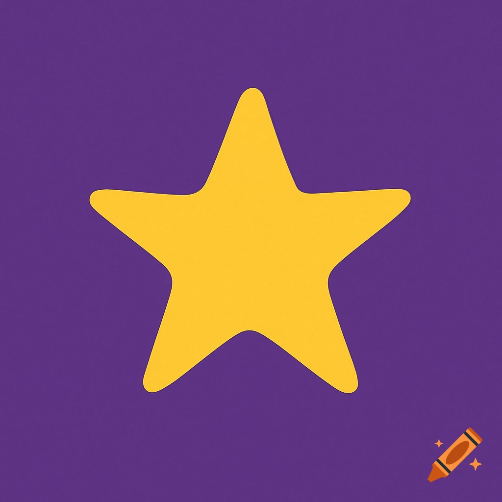 A yellow star shape on a purple background.