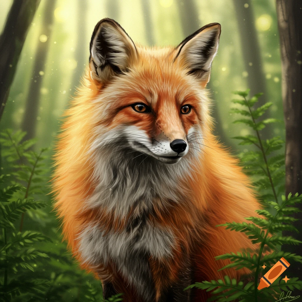 A vibrant orange and white fox portrait in a sun-dappled forest setting.