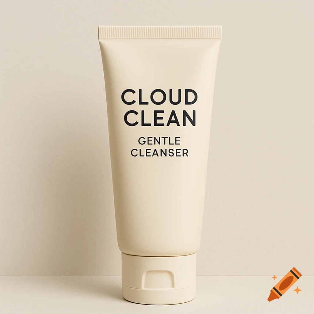 A tube of Cloud Clean Gentle Cleanser packaging.