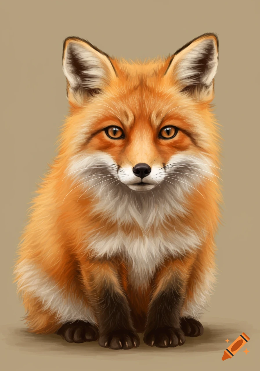 Illustration of a red fox sitting.