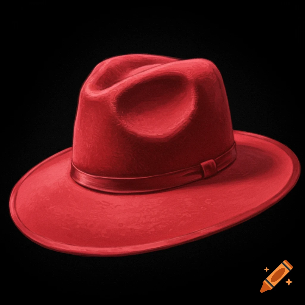 A red fedora hat against a black background