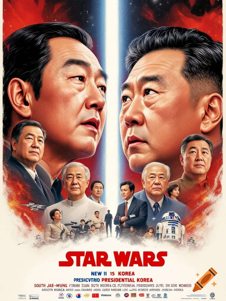 Star Wars inspired movie poster featuring South Korean politicians