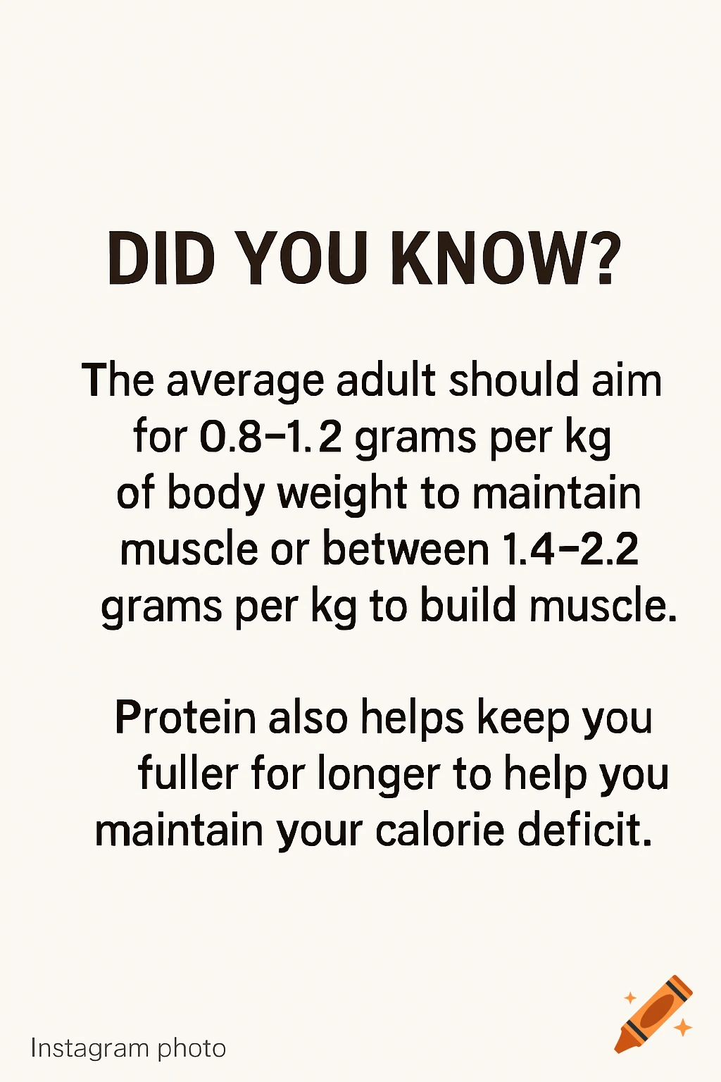 Infographic text about daily protein intake recommendations and benefits.