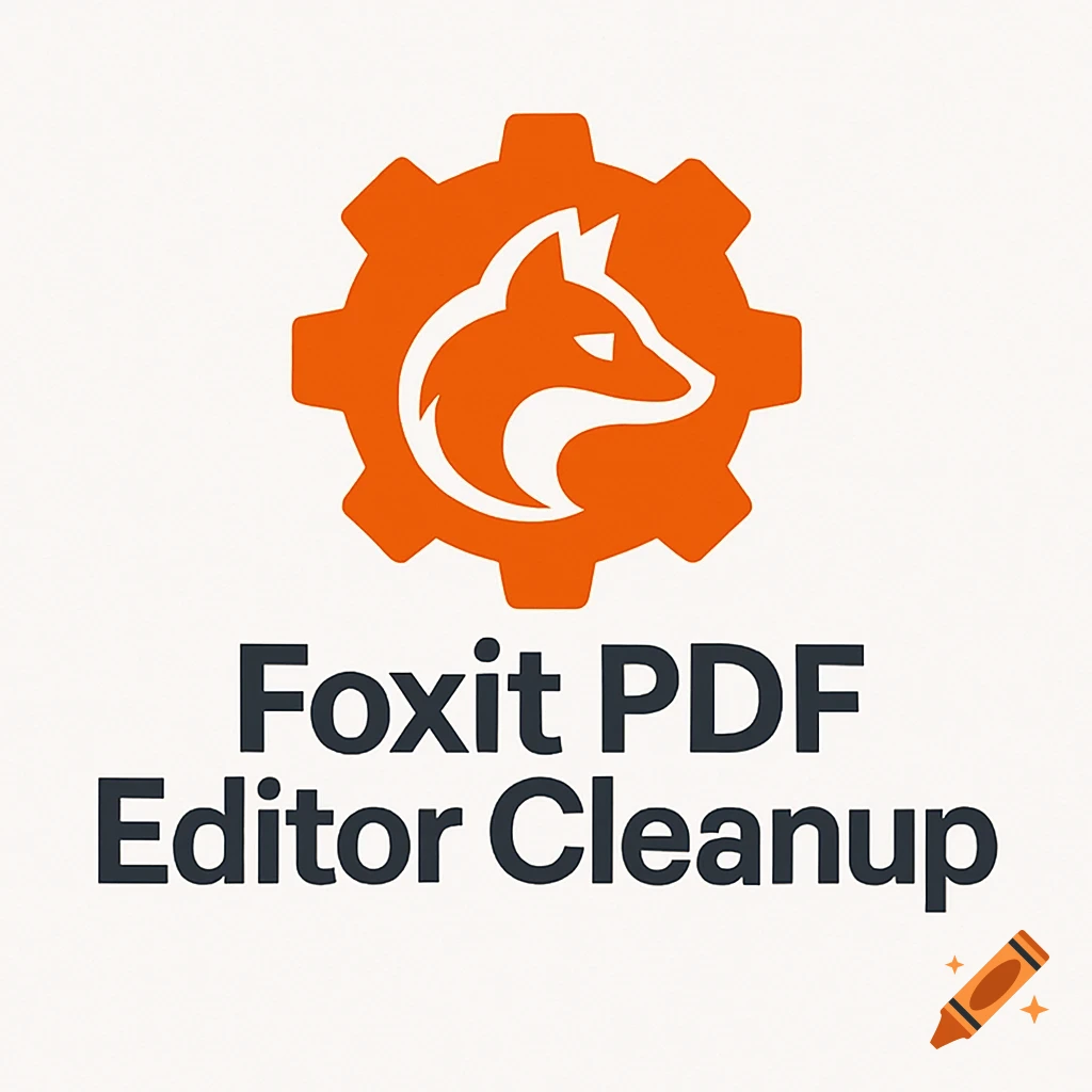 Logo with orange gear and white fox head above text 'Foxit PDF Editor Cleanup'