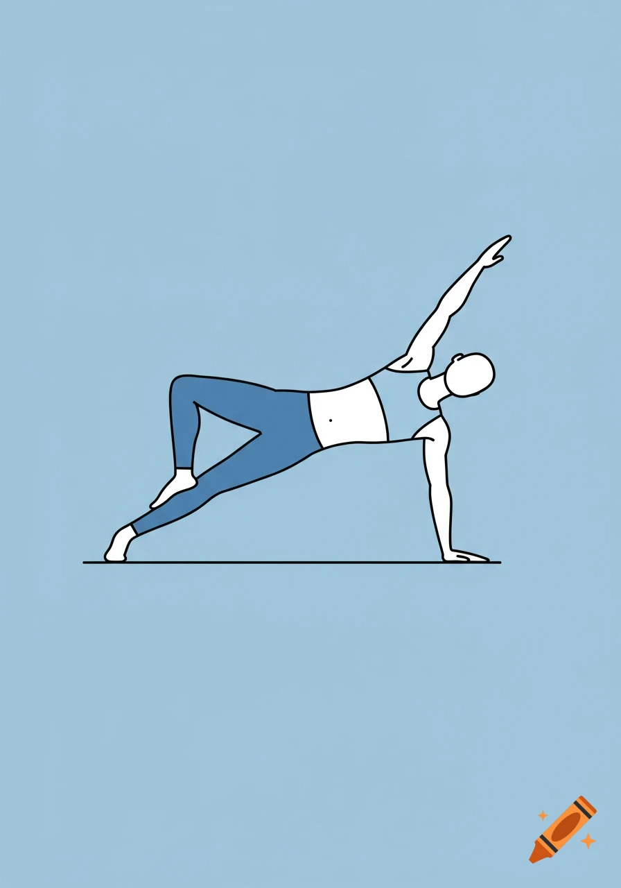 Minimalist illustration of person in side plank pose