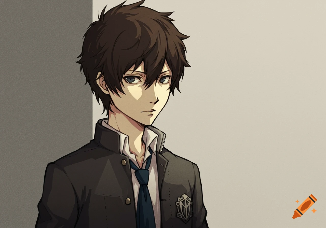 Anime portrait of a young man in a school uniform
