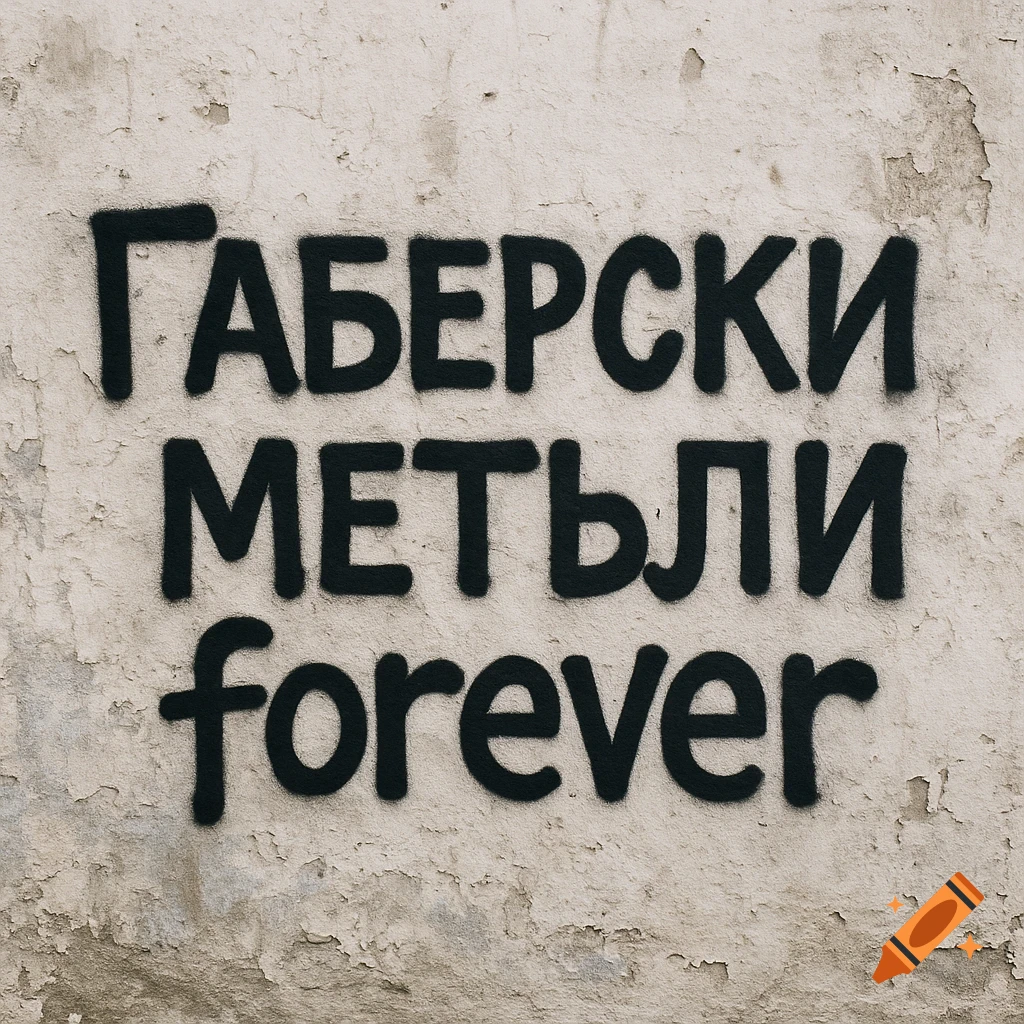 Black graffiti on a textured wall reads "Габерски метъли forever".