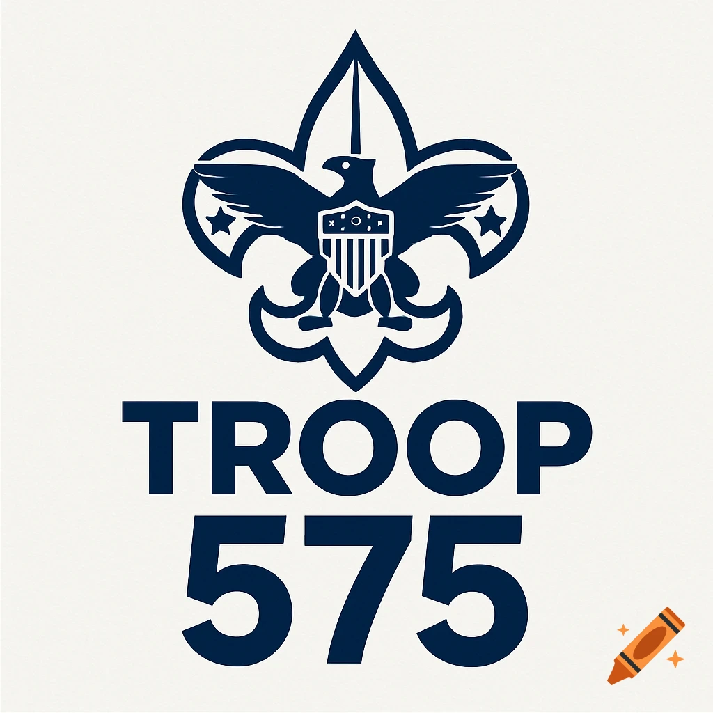 Boy Scout style logo with text 'TROOP 575' below.