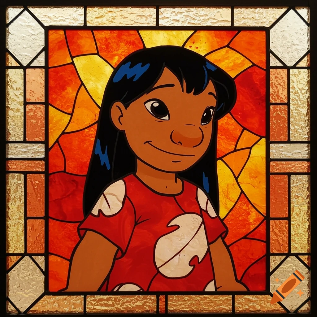 Stained glass portrait of Lilo from Disney's Lilo and Stitch