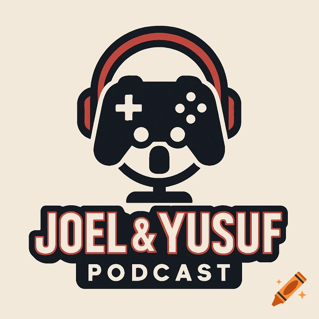 Gaming podcast logo with names Joel & Yusuf