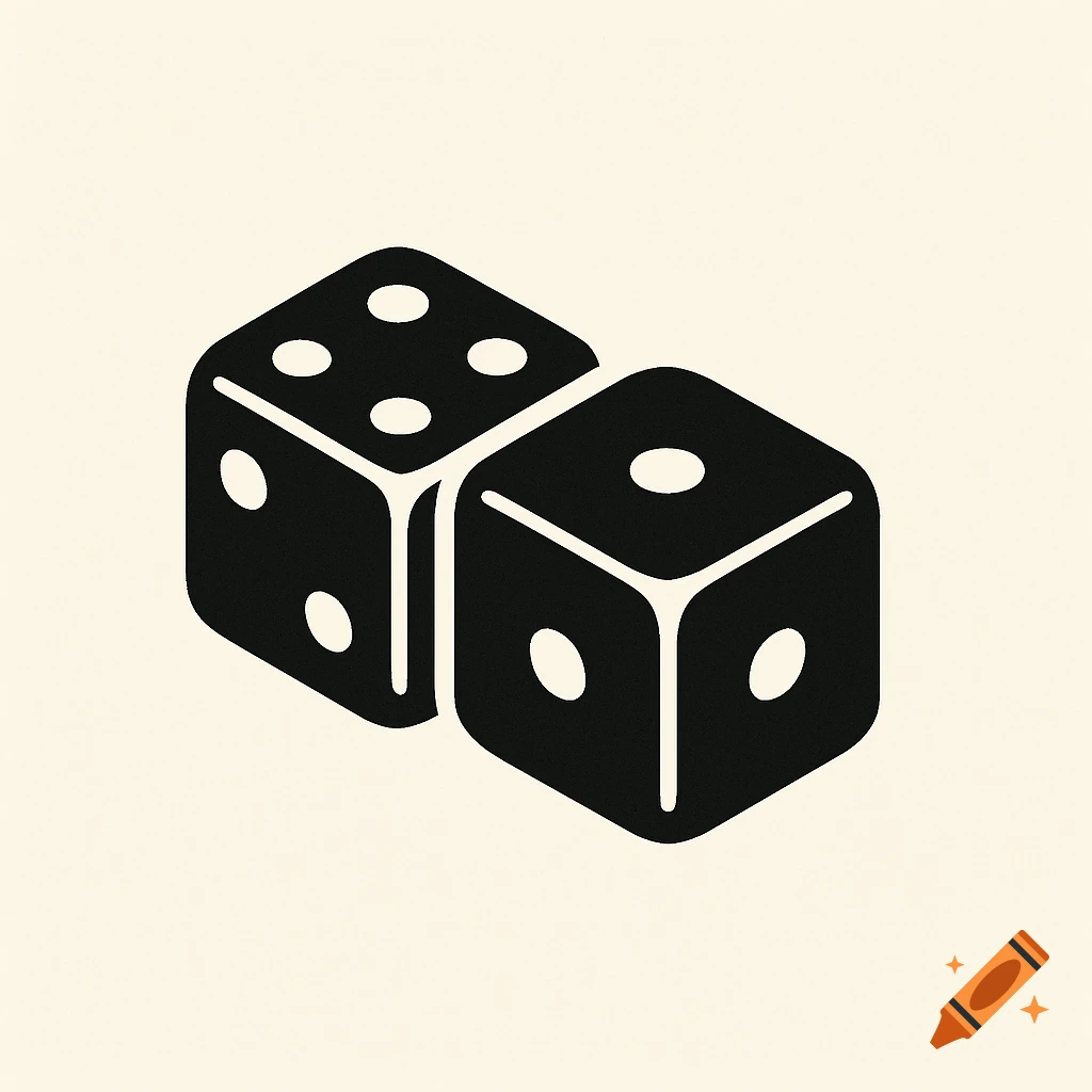 Simple black and white illustration of two dice