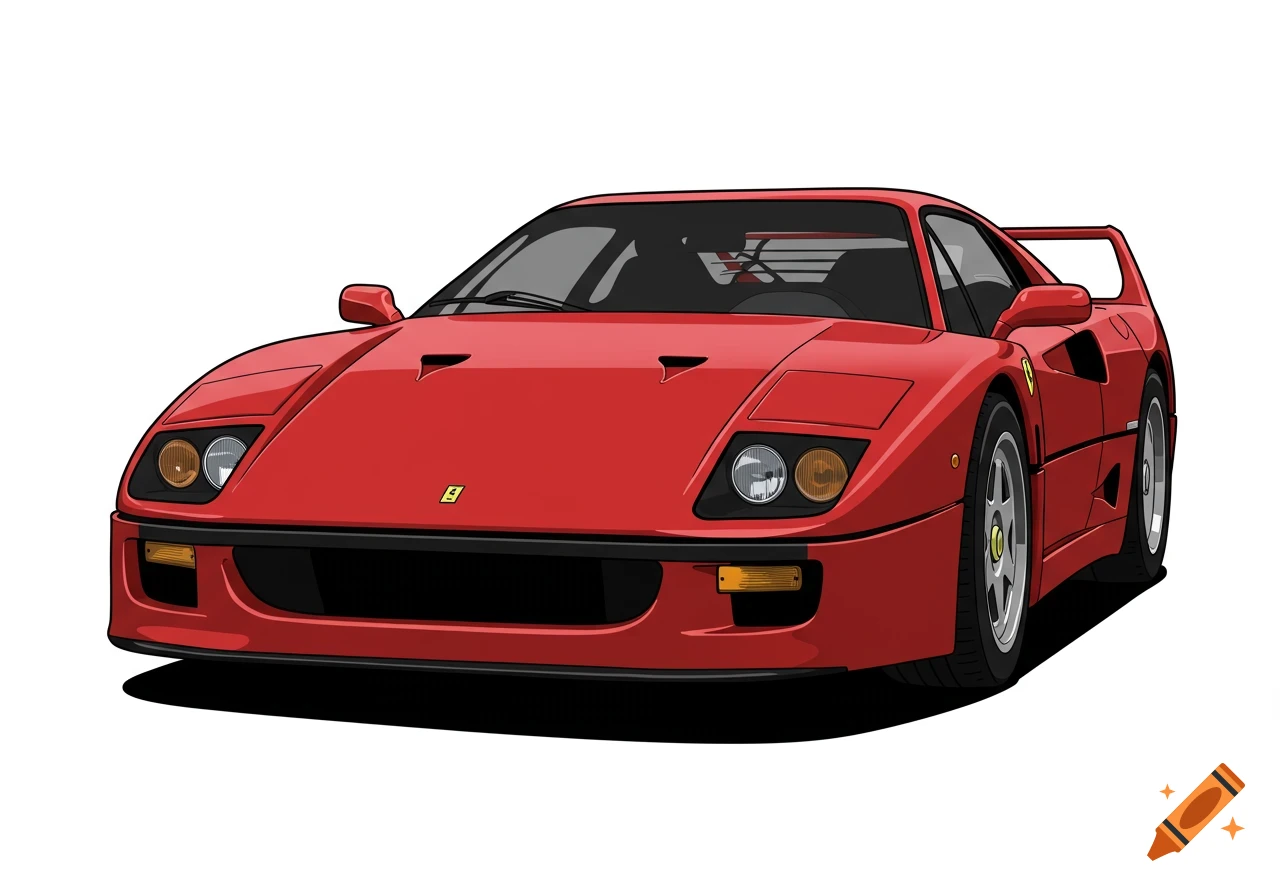 Vector illustration of the front of a red Ferrari F40