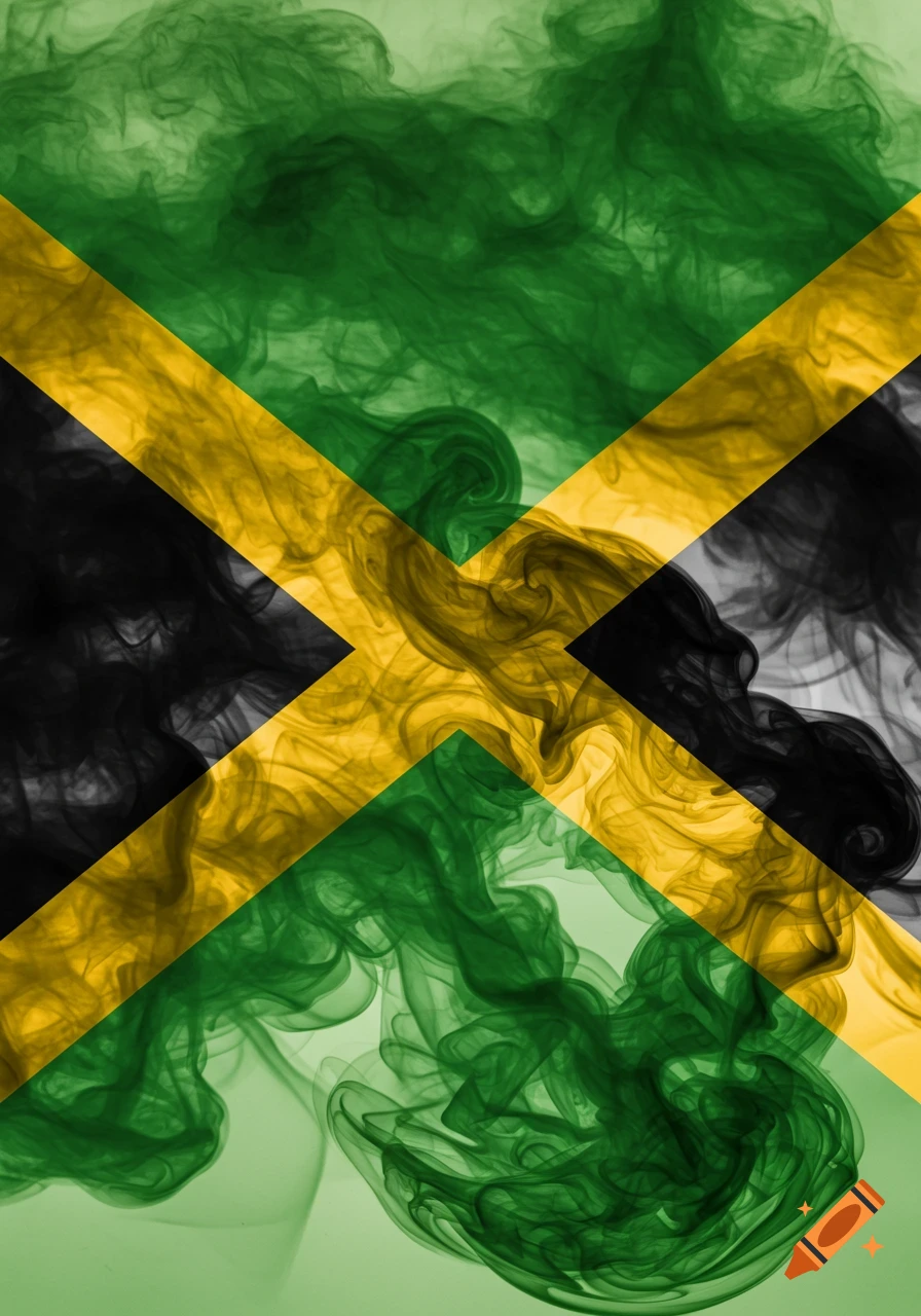 Jamaican flag made of smoke
