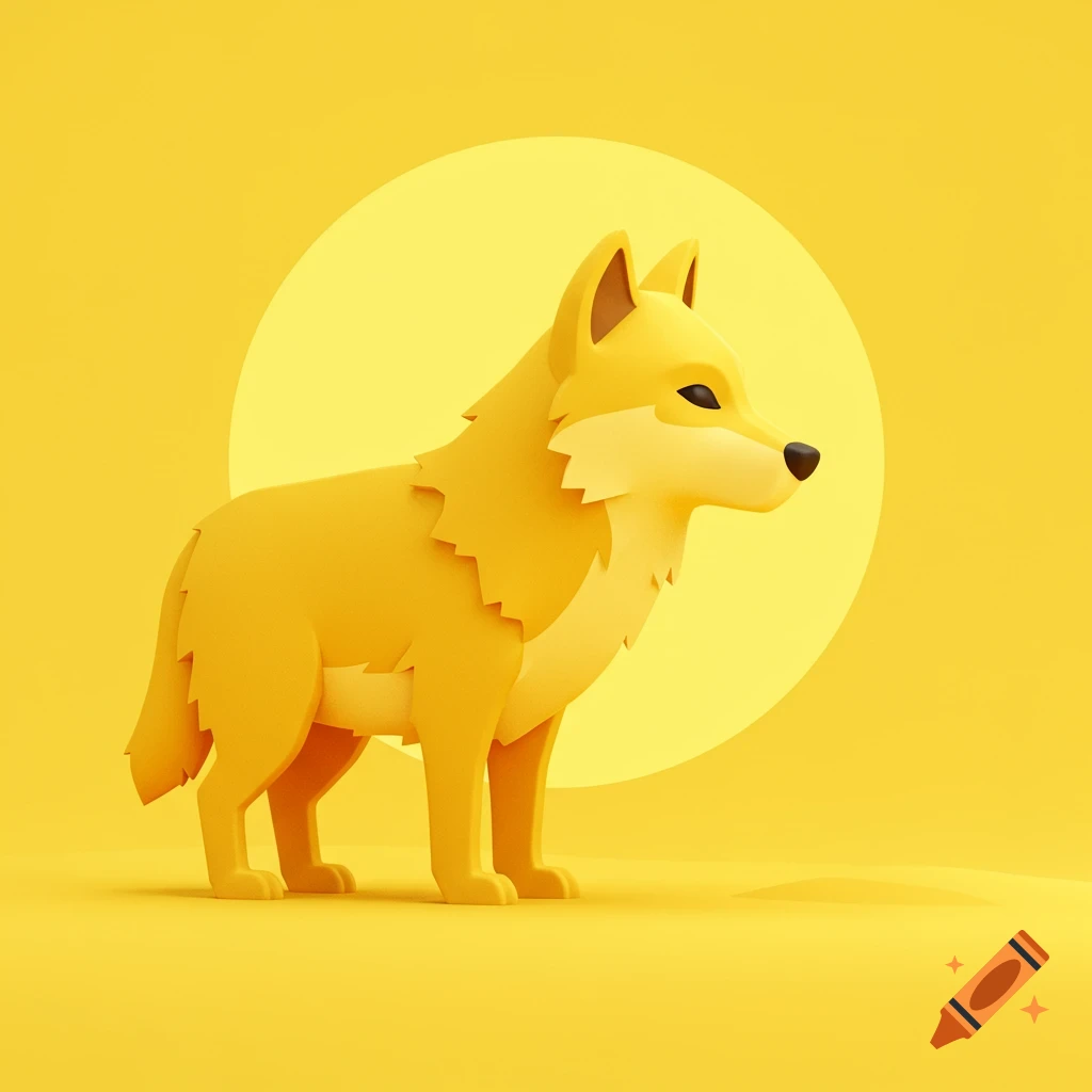 Stylized yellow wolf icon against a yellow background with a circle.