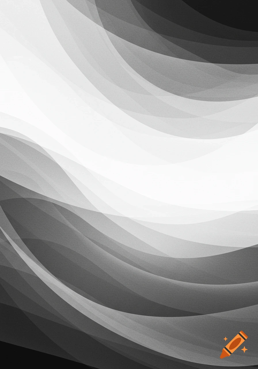 Abstract background with overlapping grayscale wavy shapes.