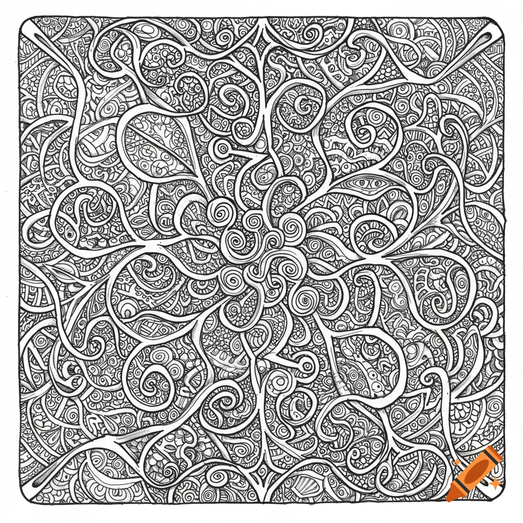 Black and white intricate zentangle pattern