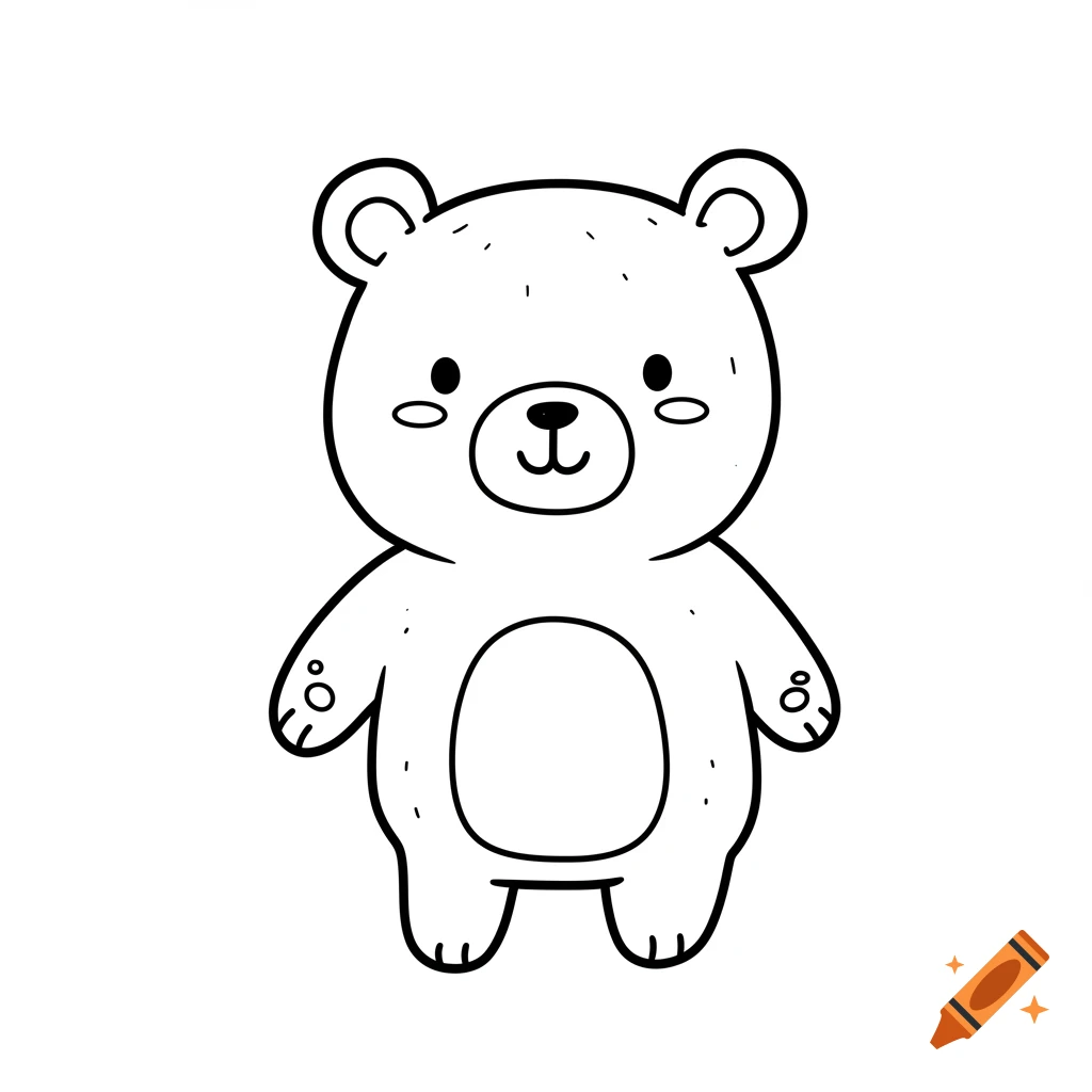 Simple line drawing of a cartoon bear