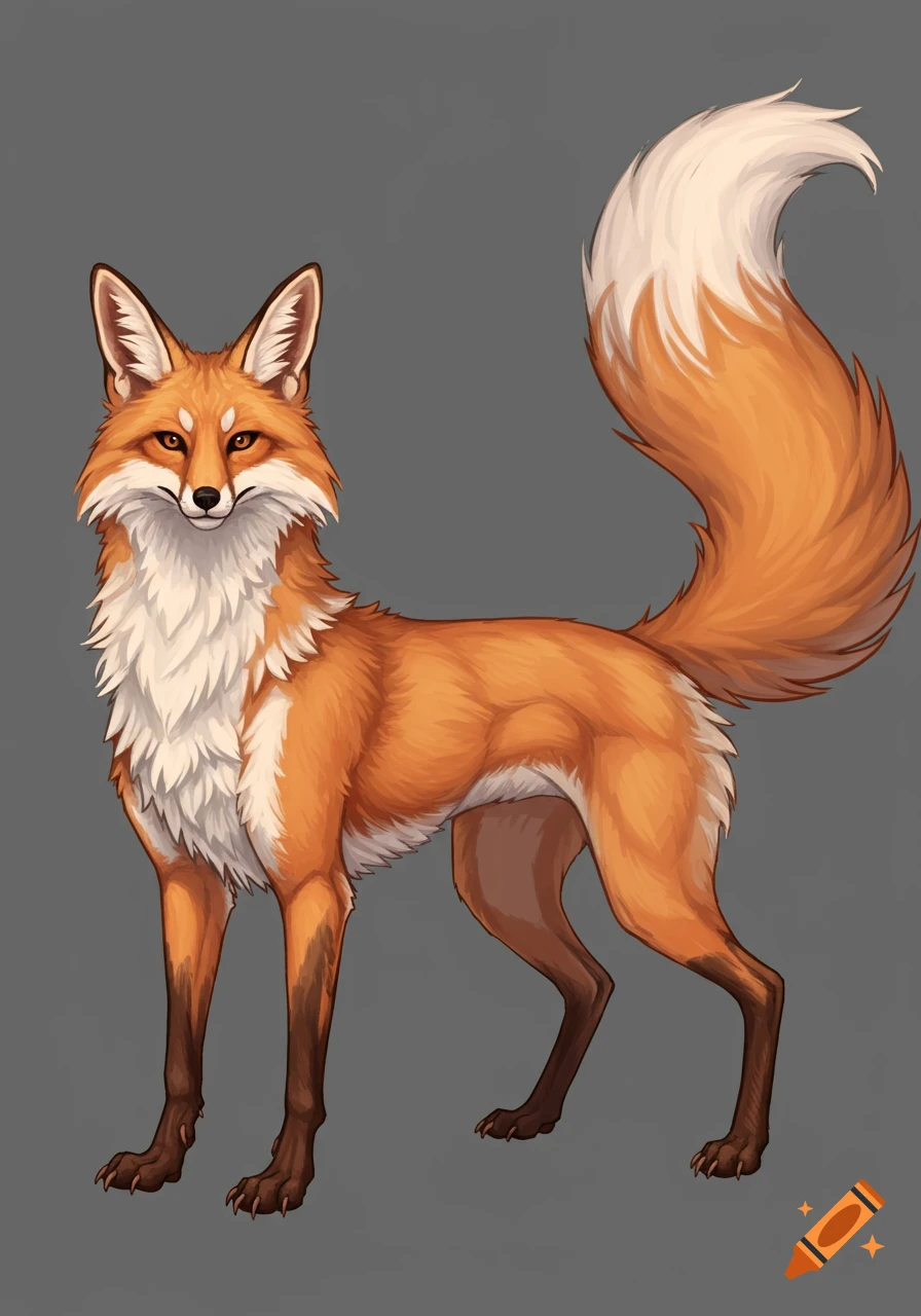 A stylized illustration of a red fox standing.