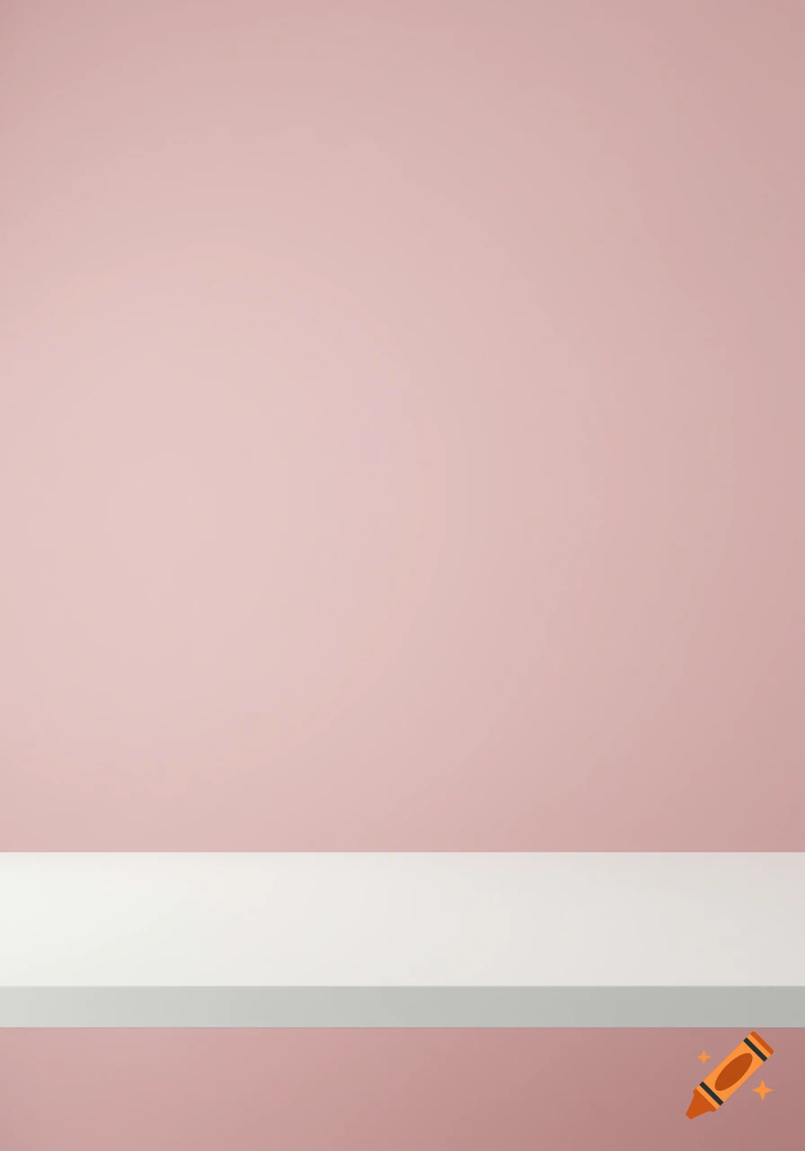 White shelf against a pink wall background